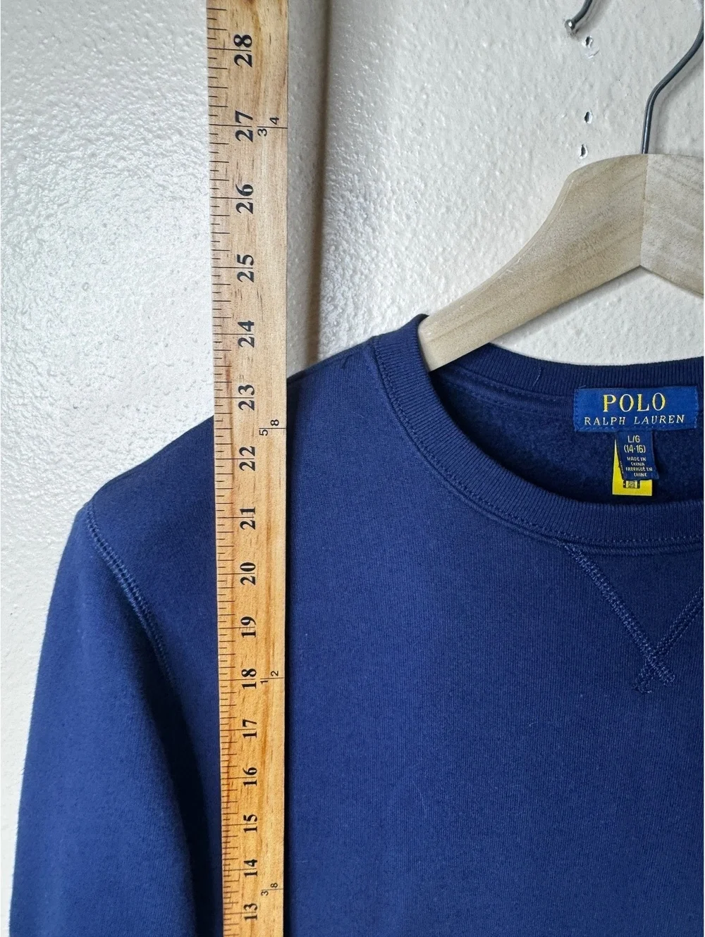 Polo Ralph Lauren Boys L 14-16 Blue Crewneck Sweatshirt Red Pony Logo